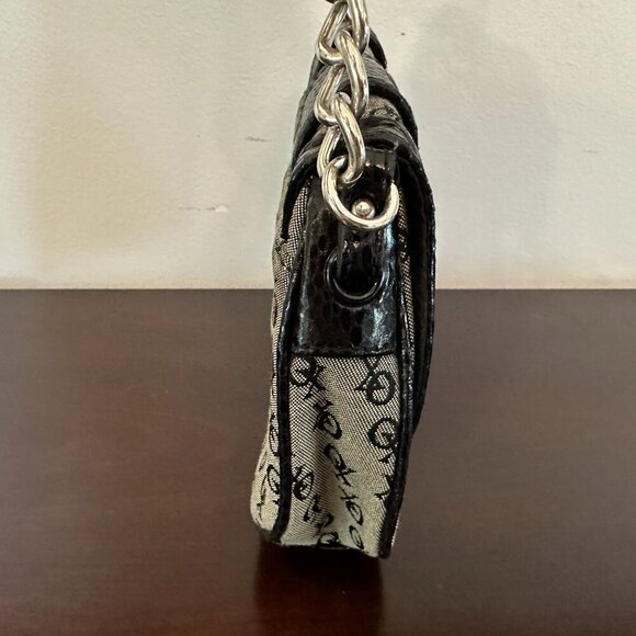 Vintage Small Black & Gray White XOXO Handbag Purse Inside Pockets Y2K - Picture 7 of 12